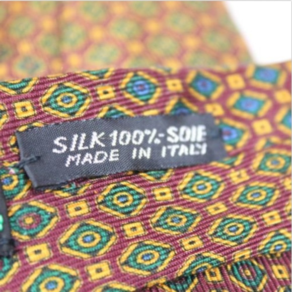 BRIONI Silk Neck Tie Geometric Maroon Green Blue - Picture 7 of 8